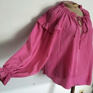 RARE!!!!GLINER FARRAR 100% SILK RUFFLED Pink Women's Top M